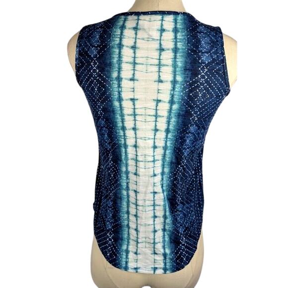 Style & Co Petite Embroidered Peasant‎ Top Women's Size PP Indigo Sleeveless - Picture 2 of 3